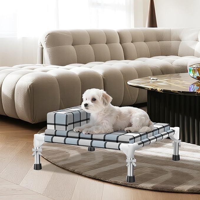 Elevated Raised Lifted Dog Bed Elevated Dogs Bed with Bolster & Cushion Mat Raised Pet Couch Bed with Pillow for Indoor Outdoor