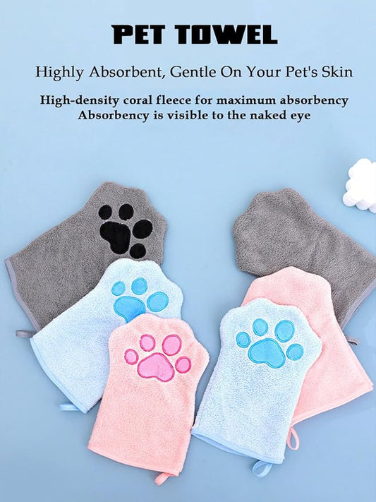Paw Bathing Towel for Cats, Machine Washable and Reusable Pet Grooming Towels, Make Cleaning Paws Easy and Stress-Free, Gentle Cleansing & Soft, Comfortable for Daily Care & Travel (Blue)