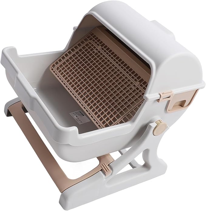 Focket Semi-Automatic Cat Box, Large Capacity Plastic Box with Odor Control for Multiple Cats