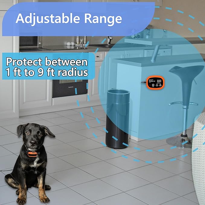 Indoor Pet Barrier for Dogs, Wireless Indoor Electric Fence, Pet Gate, Keeps Areas Off Limits, Dog Fence Waterproof/Rechargeable Training Collar (2 Dogs System)