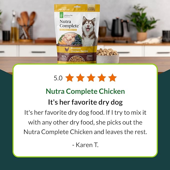ULTIMATE PET NUTRITION Nutra Complete, 100% Freeze Dried Veterinarian Formulated Raw Dog Food with Antioxidants Prebiotics and Amino Acids, (3 Pound (Pack of 2), Chicken)