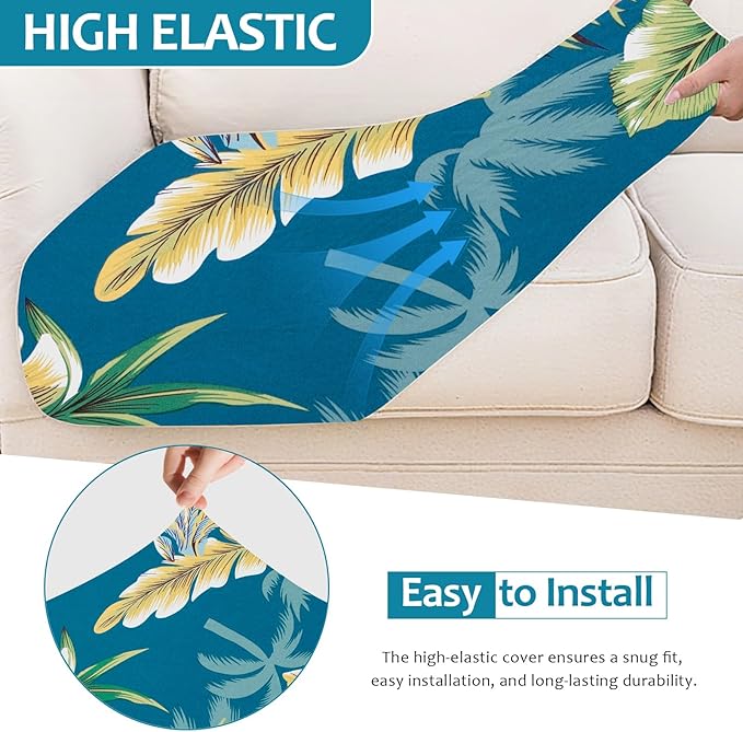 HANDONTIME Leaves Outdoor Cushion Covers 8pcs Navy Couch Cushion Covers Replacement Patio Couch Cover Sofa Cover Indoor Patio Cushion for Outdoor Furniture Washable, Cover Only