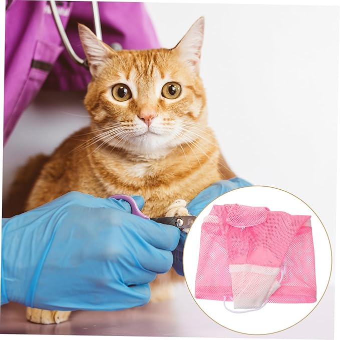 Cat Grooming Bag Pet Supplies for Bathing Nail Trimming Pull Rope Buckle Sturdy and Breathable Mesh Pouch