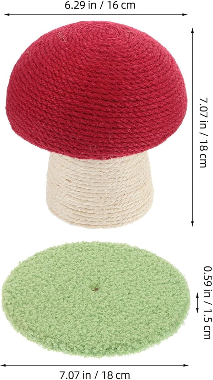 BESPORTBLE Mushroom Shaped Cat Scratching Post with Sisal Wear-Resistant Small Scratch Pole and Base for Indoor Cats Protector