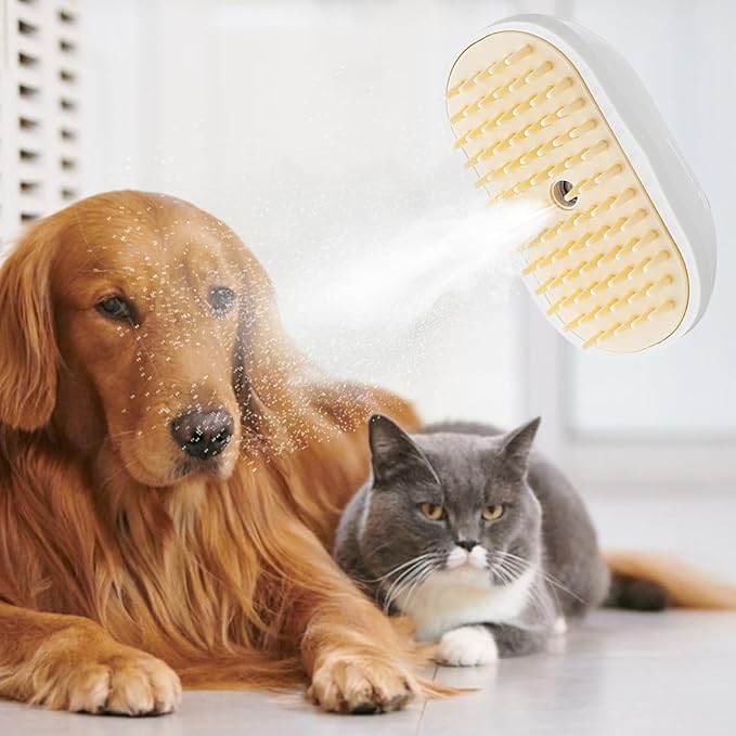 Pet Steamy Brush, Type C Rechargeable Pet Grooming Comb, Electric Massage Cat Dog Hair Care Tool, Portable Pets Cleaning Brush Accessory, for Small Medium Large Kitten Puppy Home Use