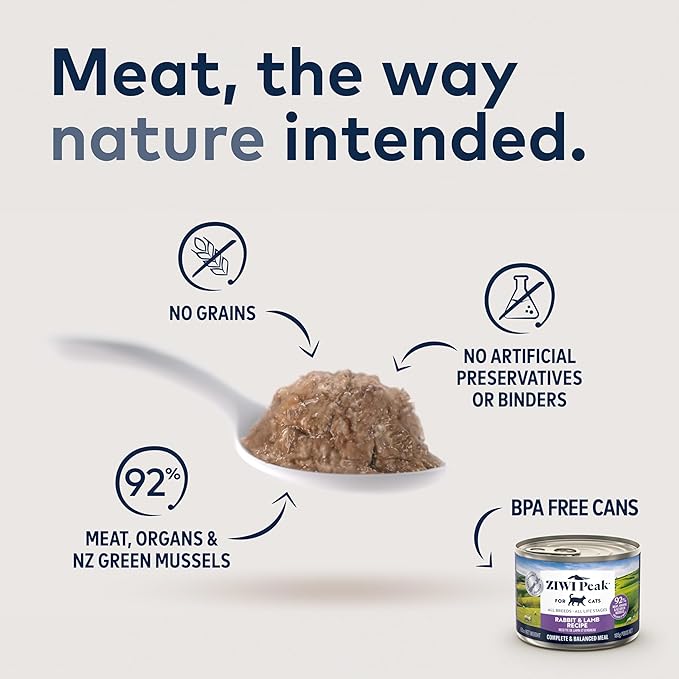 ZIWI Peak Wet Cat Food – All Natural, High Protein, Grain Free, Limited Ingredient, with Superfoods (Rabbit & Lamb, Case of 24, 3oz Cans)