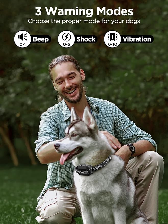 Wireless Dog Fence with 3 Warning Modes, Electric Dog Fence Collar with Real-time Signal, Pet Containment System with Wide Adjustable Range for Most Dogs