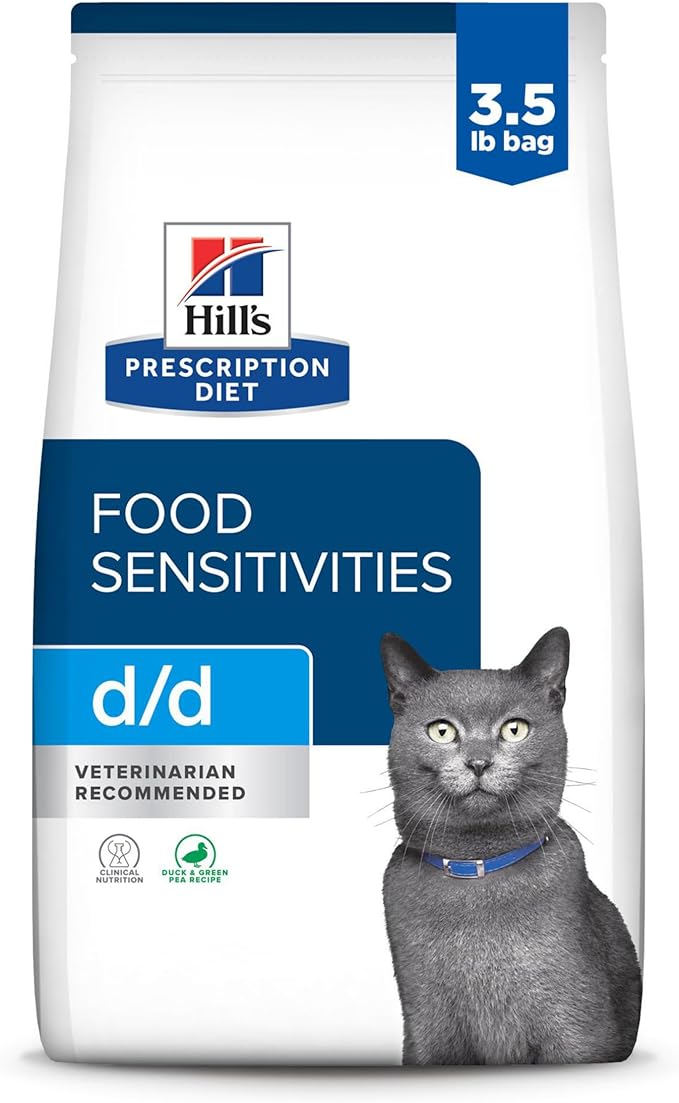 Hill's Prescription Diet d/d Food Sensitivities Duck & Green Pea Formula Dry Cat Food, Veterinary Diet, 3.5 lb. Bag