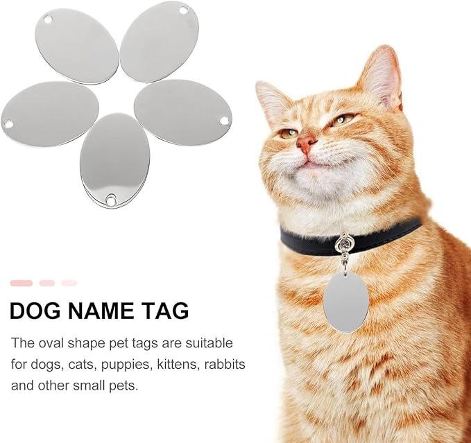 10pcs Stainless Steel Pet Id Tags 43x29mm Metal Collar Accessories for Pets Supplies