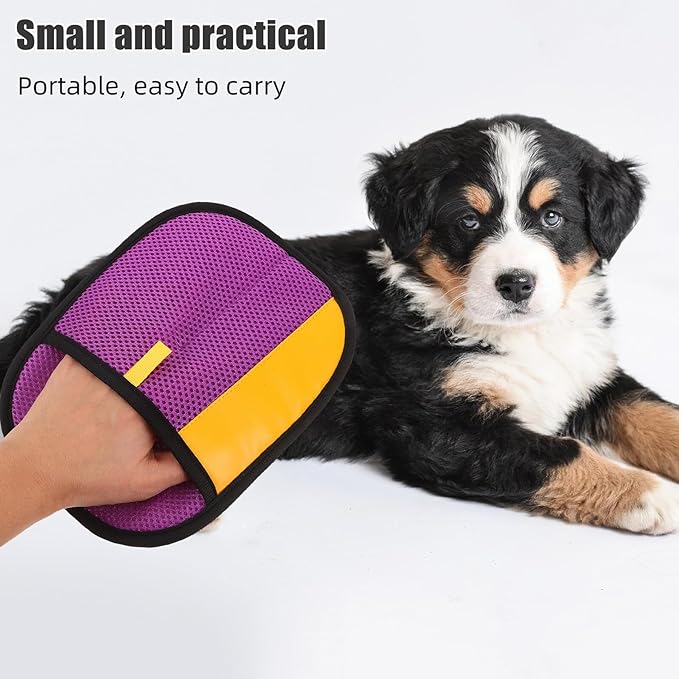 3pcs Pet Grooming Gloves Double-Sided Electrostatic Hair Remover Mitts for Cats and Dogs Purple Deshedding Tool for Bathing and Fur Cleaning