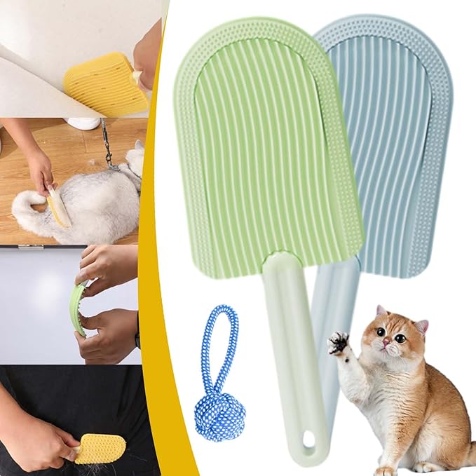 Cat Tongue Comb, Pets Cat Tongue Comb, Cat Tongue Brush, Pet Ice Cream Massage Comb, Simulated Cat Tongue Licking Hair Comb for Pet Grooming Shedding (Green+Blue)