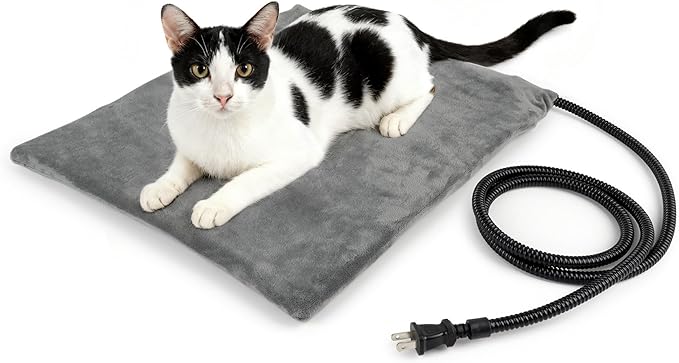 NICREW Pet Heating Pad for Dogs and Cats, Heated Cat Bed with Steel-Wrapped Cord and Soft Fleece Cover, 17.7 x 15.7 Inches, 30 Watts