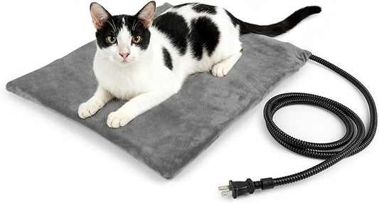 NICREW Pet Heating Pad for Dogs and Cats, Heated Cat Bed with Steel-Wrapped Cord and Soft Fleece Cover, 17.7 x 15.7 Inches, 30 Watts