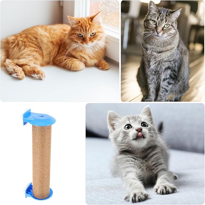 Happyyami Small Cat Scratching Post Replacement Pole with Jute Rope, 30cm Blue Sisal Scratcher Accessory for Indoor Cats and Kitten