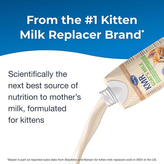 PetAg KMR Goat’s Milk Kitten Milk Replacer Liquid - 16 oz - Resealable - Ready-to-Feed Kitten Formula with Vitamins for Newborn Kittens to 1 year - Easy to Digest - Storable & Portable