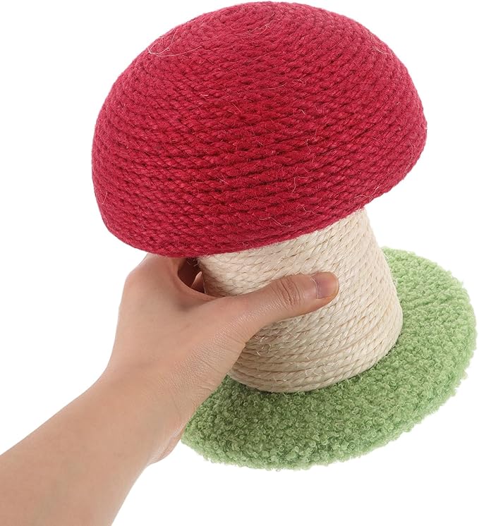 UPKOCH Cat Scratching Post Red Mushroom Small Sisal Vertical Scratcher with Base Sturdy Kitten Claw Board Interactive Indoor Cat for Daily Use
