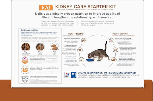 Hill's Prescription Diet k/d Kidney Care Starter Kit Variety Pack Cat Food, 5.25 oz. Dry Food (2), 5.5 oz. Can (2), 2.9 oz. Can (4)