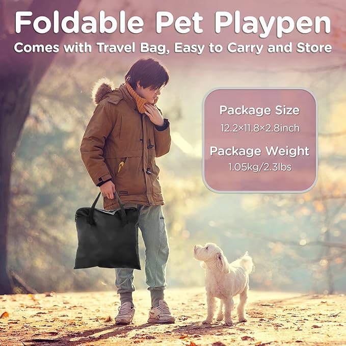 Foldable Pet Kitten Playpen, Upgrade Waterproof Portable Cat Dog Playpen Kennel Tent for Dog Cat, Retractable Shade Cover with Free Carrying Case, Indoor Outdoor Use for Small Pet.