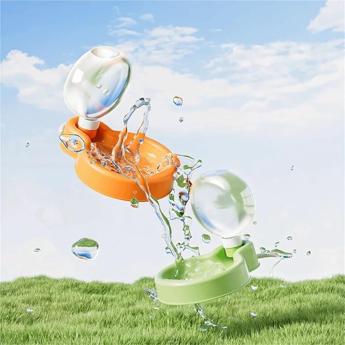 Portable Leak-Proof Pet Water Bottle - 2pcs Folding Cat Dog Water Bowl, Food Grade Feeding Supplies(Green,500ml)