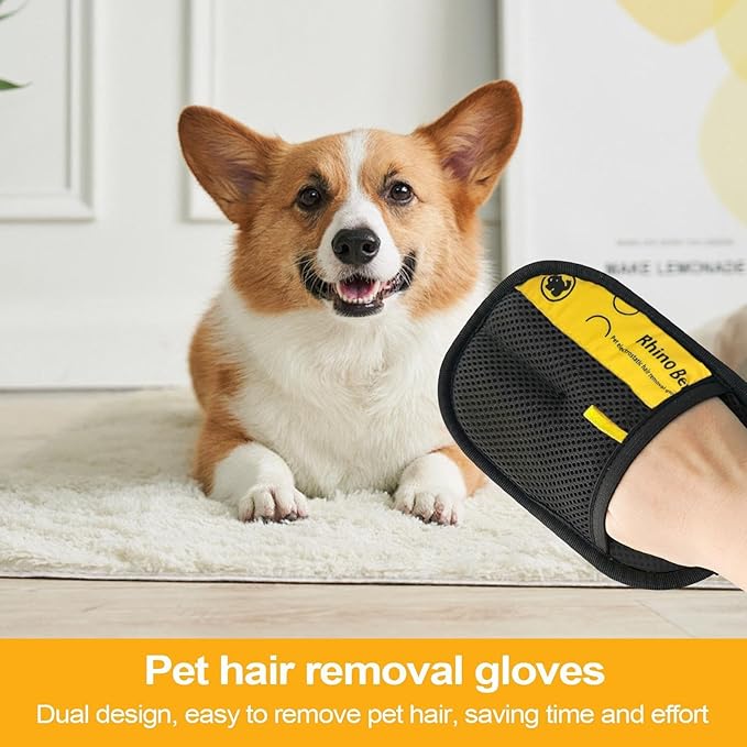 Cat Hair Remover Glove 24x18x2cm, Double-Sided Grooming Mitt, Reusable Shedding Tool for Dogs, Cats, Sofa, Bed Sheets, Clothing, Home Cleaning
