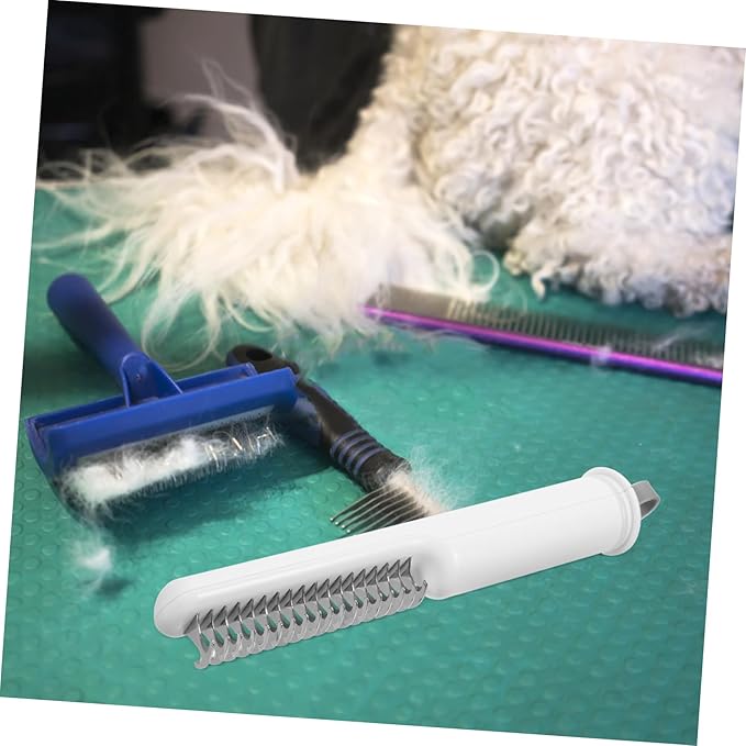 Mikikit Dematting PET Comb for Dogs Cats Detangling Grooming Brush for Shedding PET Hair Removal Tool Soft Grip Handle