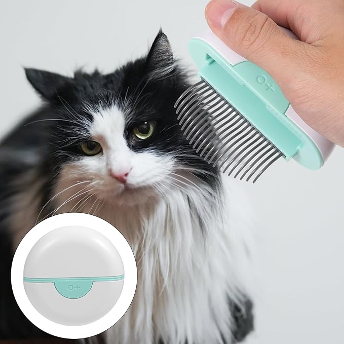 Homoyoyo Cat Hair Removal Comb Mint Green Lightweight Pet Grooming Brush with Massage Teeth for Shedding Loose Hair and Tangles Non-slip Handle for Indoor Cats Regular Fur Cleaning and