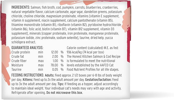 The Honest Kitchen Human Grade Câté™ Grain Free Salmon & Cod Pâté Wet Cat Food, 2.8 oz x12