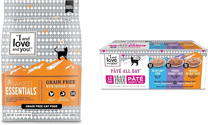 "I And Love And You" Naked Essentials Chicken & Duck + Original Cat Can Variety Pack