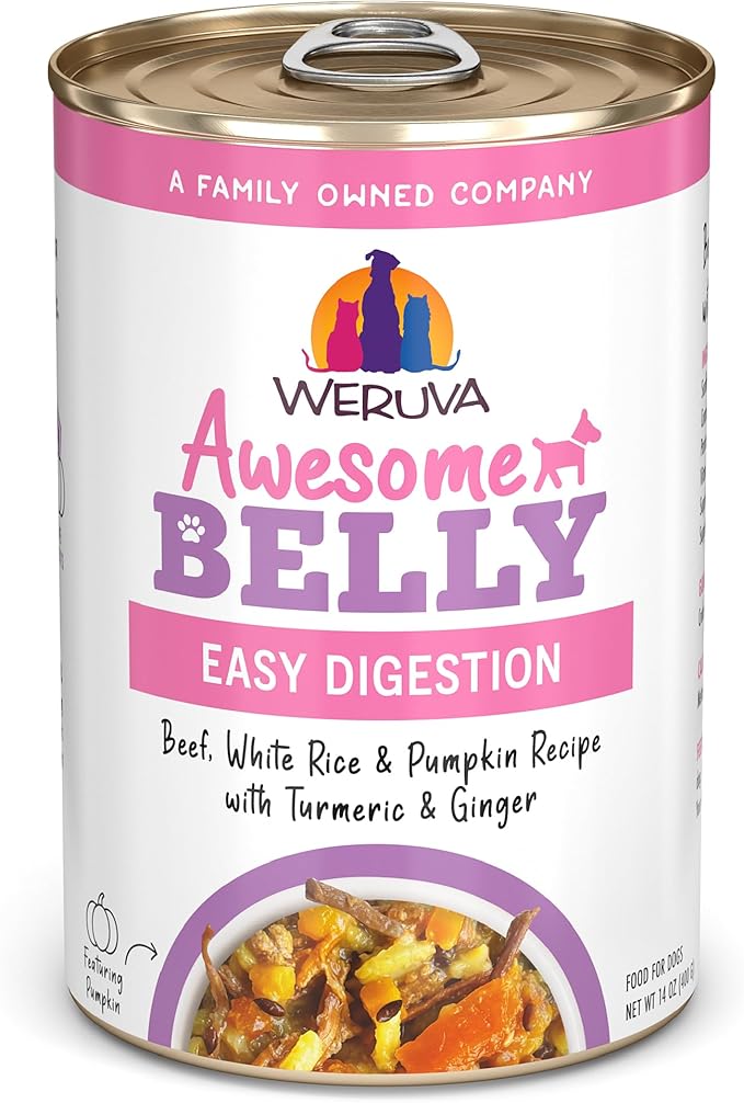 Weruva Awesome Belly Wet Dog Food, Beef & White Rice, 14oz Can (Pack of 10)