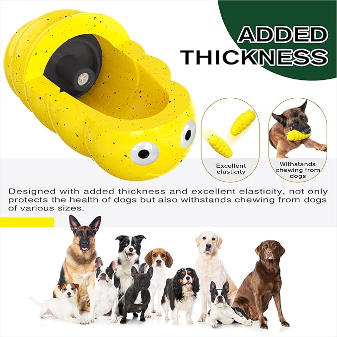 Large Size BouncyLarva Squeaky Dog Toy for Medium/Large Dogs Breed Aggressive Chewers Durable Bouncy Squeak Toys Yellow
