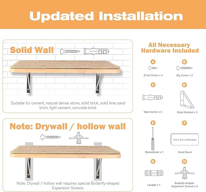 Cat Wall Shelves & Stairs - 2PCS Cat Furniture with 2PCS 4 Steps Climbing Shelves & Scratching Perches for Sleeping, Playing
