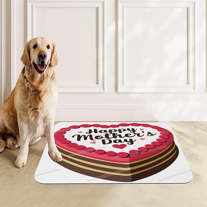 Pet Feeding Mat for Floors Waterproof Dog Mat for Food and Water Happy Mother's Day Floral Gift Mom Iv Absorbent Quick Dry Non Slip Mats Cat Bowls 18X12In