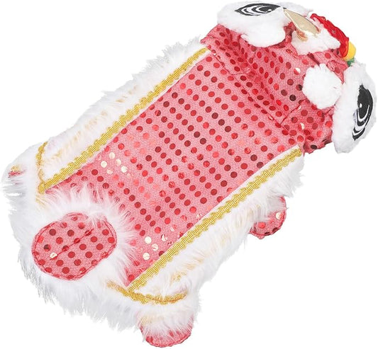 SOLUSTRE Lion Dance Dog Costume XL Red Pet Party Clothing New Year Pet Supplies Dog Clothes Red Festival Lion Dance Coat for Puppy’s Festive Photography Prop