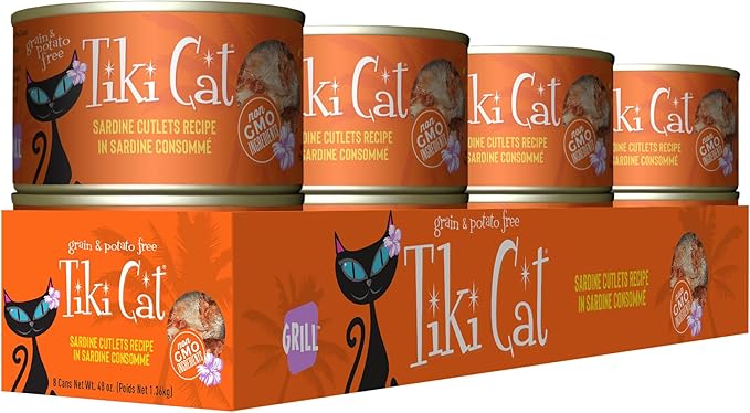 Tiki Cat Grill Wet Cat Food, Sardine Cutlets, 6 oz. Cans (8 Count)