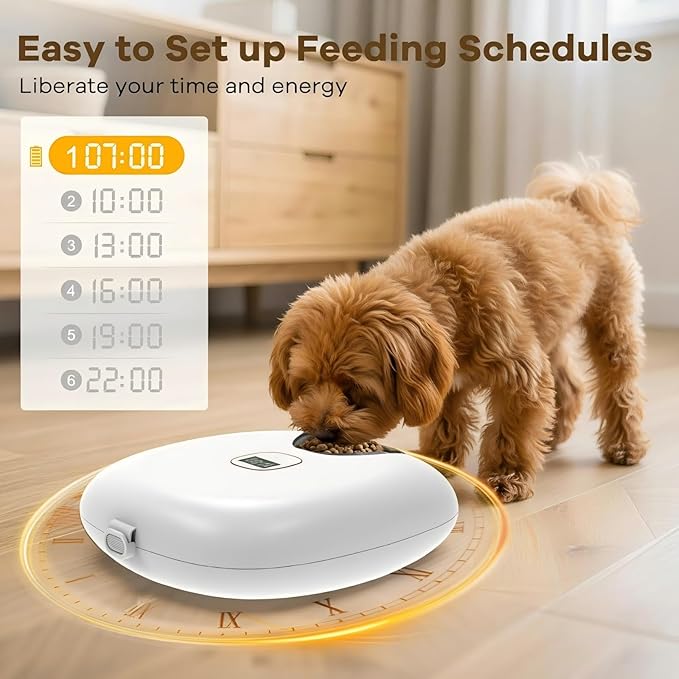 Automatic Cat Feeder Wireless, Sharper Image Auto Cat Food Dispenser for Wet Food with 2 Ice Packs, Rechargeable Auto Feeder for Cats with Programmable Timer Low Battery Indicator, White