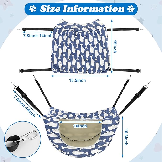 Jetec 2 Pieces Cat Cage Hammock Indoor Hanging Pet Bed Double Layer Hanging Cat Bed Bag Soft Kitten Hammock for Comfortable Two Level Cage Accessories for Spring, Summer, Winter, 2 Styles