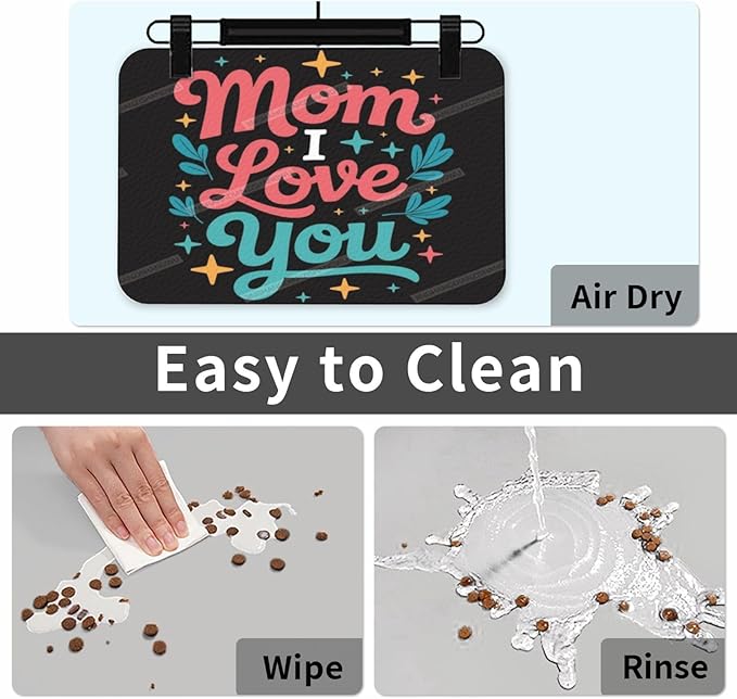 Pet Feeding Mat Absorbent Dog Mat for Food and Water Bowl Dog Accessories Happy Mother's Day Mom I Love You Cc Pet Supplies Dogs Quick Dry Cat Water Dispenser Mats 24x16In