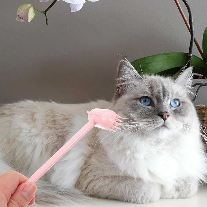 TOYANDONA Compact Light Pink Pet Hair Removal Comb for Cats and Dogs, Interactive Fur Cleaning Tool for Shedding and Itch Relief