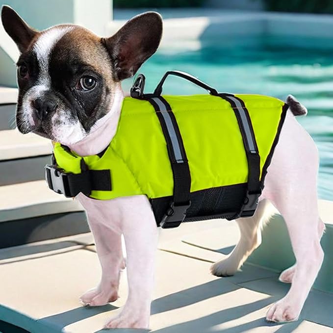 Dog Life Jacket - High Visibility Dog Life Vest, Puppy Rescue Vests, for Swimming & Boating Polyester Pet Supplies for Pool Lake Kayaking Large Small Breeds Puppy Doggy Pool Dock Beach