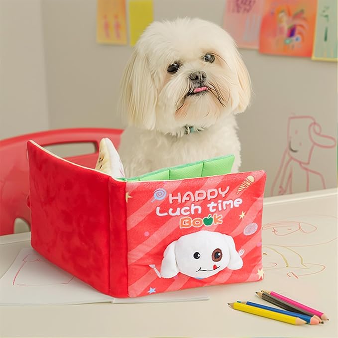 Squeaky Snuffle Mat - Pets Puzzle Toys, Cute Slow Feeder, Pet Snacks & Educational Toys | Puppy Lunch Box Book Dog Treat Puzzle Dog Feeding Mat Interactive Toy Plush for Pet Supplies