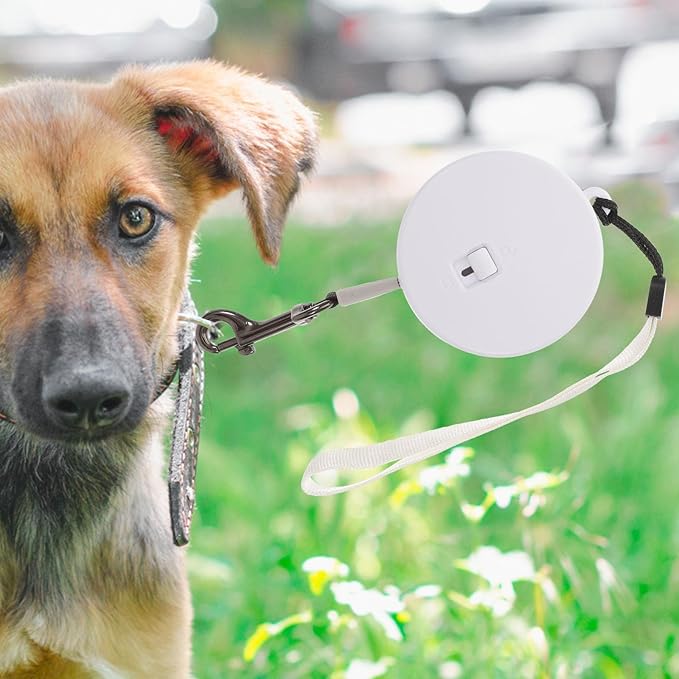 Garneck Retractable Dog Leash 3 Meter Length Adjustable Rope Leash for Small and Large Dogs Outdoor Walking Pet Supplies White Round Handle Random Color