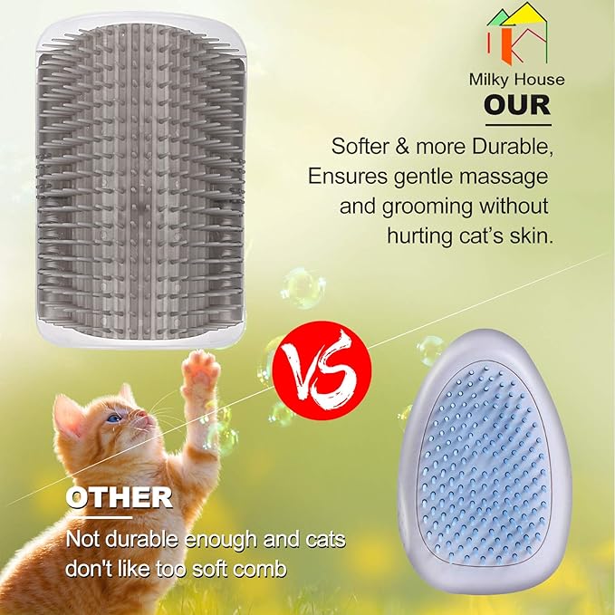 Cat Self Groomer Arch 4PCS Self Cleaning Slicker Brush Upgraded Cat Brushes Wall Corner for Shedding Grooming, Softer Massager Comb Interactive Toy for Short Long Haired Cats Fur Pets Dog Kitten Puppy