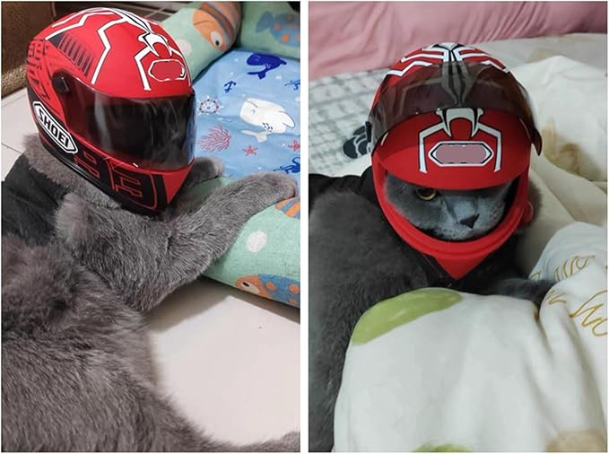 Pet Motorcycle Helmet Dog/Cat Full Face Motorcycle Helmet Outdoor Motorcycle Bike Riding Helmet Hat for Cat Dog Doggie Puppy Kitten Pet Supplies Racing Car Fan Collectible Small Gift (Red93)