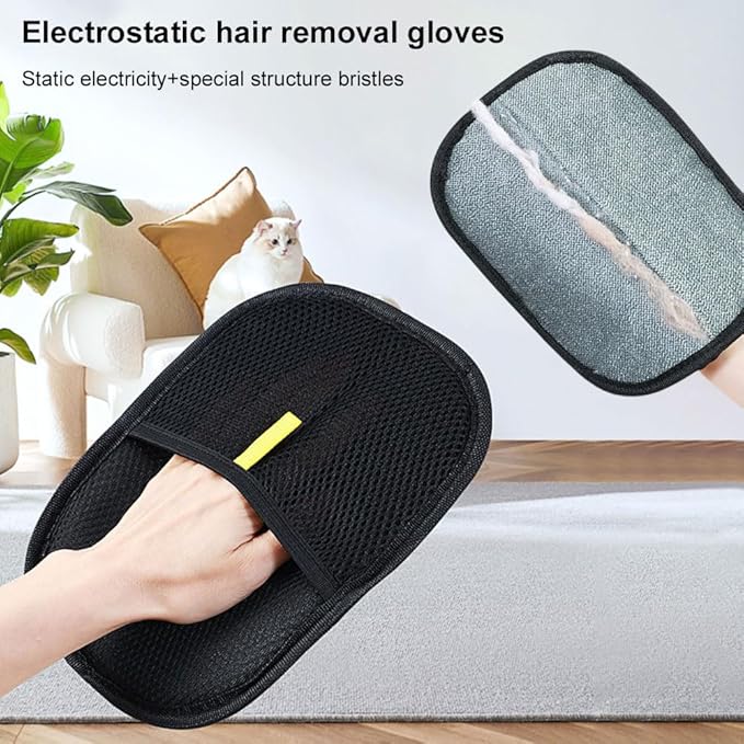 1Pcs Pet Hair Remover, Electrostatic Pet Grooming Gloves Reusable Cat & Dog Hair Remover Deshedding Brush Glove for Furniture Bed Sheets Couch Clothes Carpet Car Seat