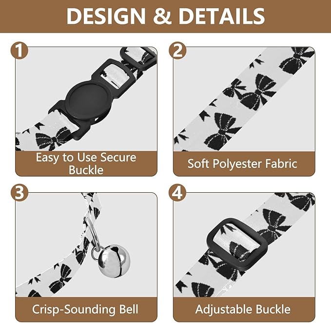 Dog Collar Bows Ribbons Pattern Dog Collars Puppy Collar Cat Pet Collar with Adjustable Buckle for Dogs Cats Pets Supplies 2 Pack
