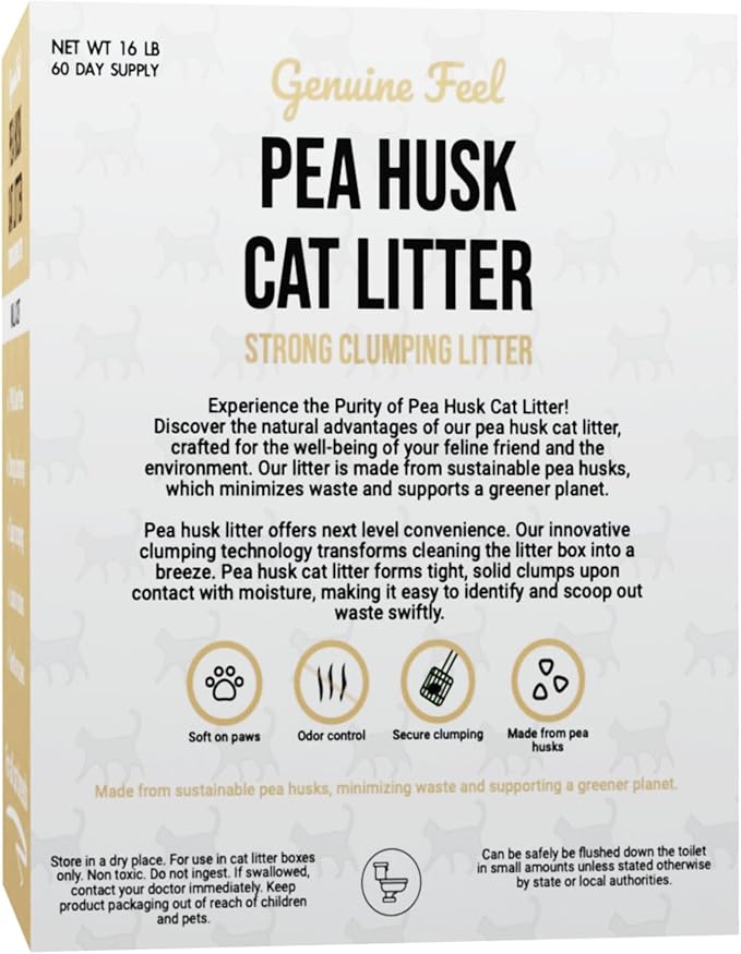 Premium Pea Husk Scented Cat Litter for Happy and Healthy Cats. (Vanilla)(15 lbs)