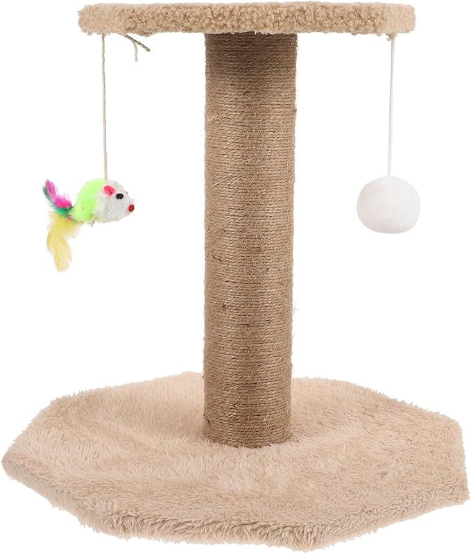 BESTonZON Cat Scratching Post and Vertical Nail Scratcher with Hanging Ball, Sisal Material Small Size Kitten Accessory for Indoor Cats and Comfortable Claw Maintenance