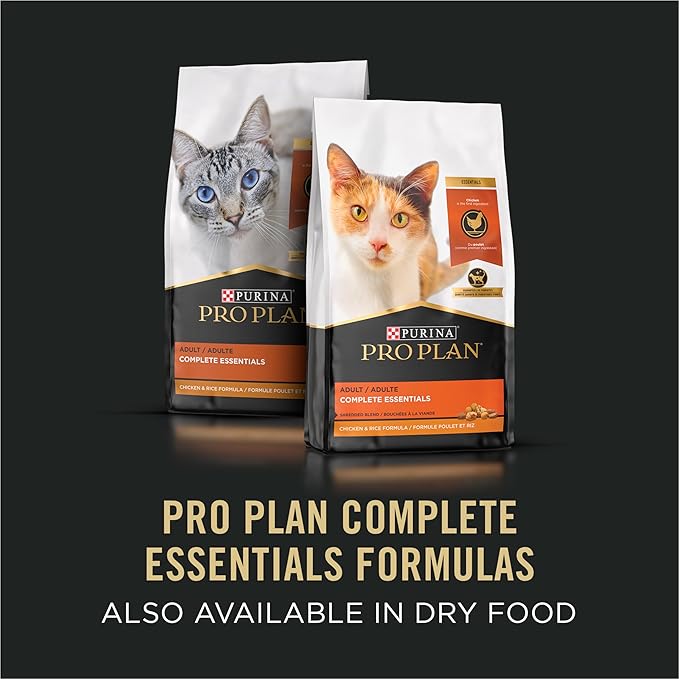 Purina Pro Plan Complete Essentials High Protein Cat Food Gravy,Wet Cat Food Chicken Entree - 5.5 oz. Cans,(Pack of 48)