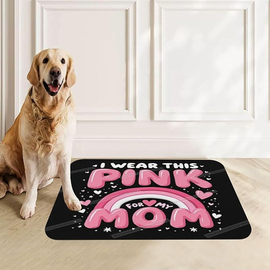 Pet Feeding Mat Happy Mother's Day Pink Gift Mom U Absorbent Pet Placemat for Food Water Bowl with Waterproof Rubber Backing 24x16In Quick Dry Water Dispenser Mat for Dog Cat