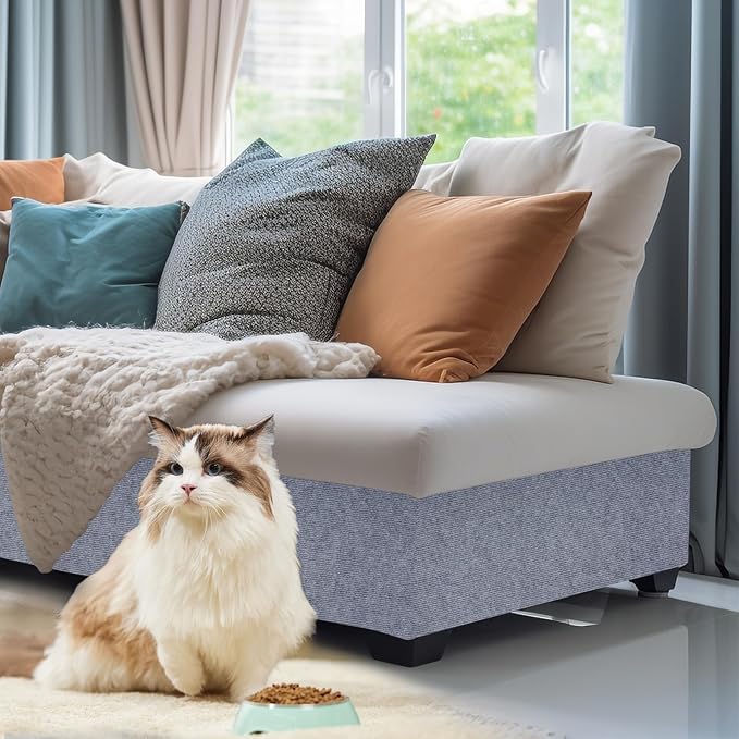 baotongle Cat Scratching Post Carpet Covered Self-Adhesive Cat Tree Shelves Replacement Parts Mat Cat Scratcher for Cat Tree Shelf Shelves Couch Furniture DIY Protector(Light Grey, 11.8x40inches)